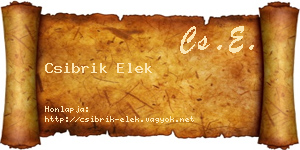 Csibrik Elek névjegykártya